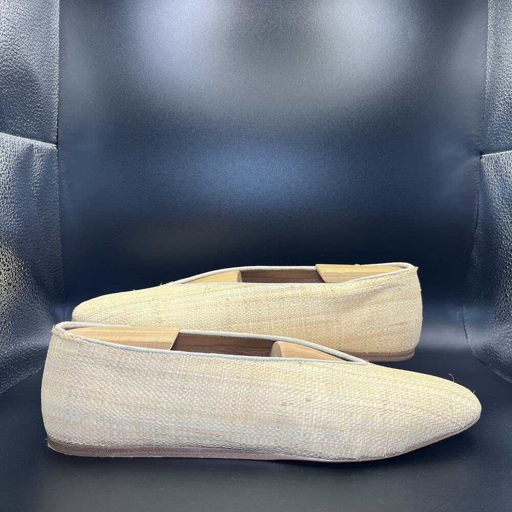 Le Monde Beryl Regency Raffia Ballet Flats Women's 10 EU 40 Camel Made in Italy